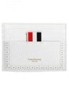 Three Stripe Tab Pebble Grain Card Wallet White - THOM BROWNE - BALAAN 1