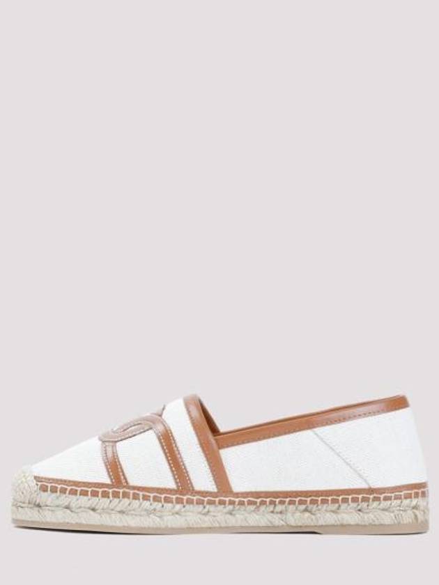 Kate Canvas Leather Espadrilles Shoes Beige - TOD'S - BALAAN 3