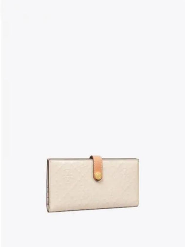 Monogram patent embossing zip up slim card wallet half light cream domestic product GM0024013134529 - TORY BURCH - BALAAN 1