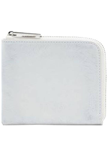 Logo Zipper Leather Half Wallet Off White - MAISON MARGIELA - BALAAN 1