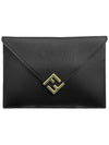 FF Gold Logo Large Pouch Bag Black - FENDI - BALAAN 3