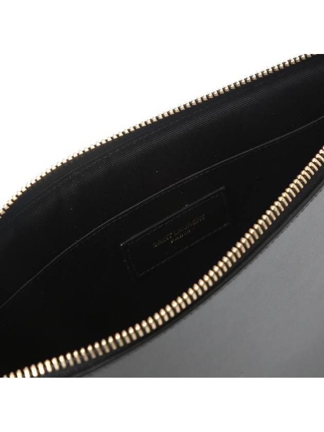 Tiny Cassandre Shiny Leather Zip Tablet Clutch Bag Black - SAINT LAURENT - BALAAN 7