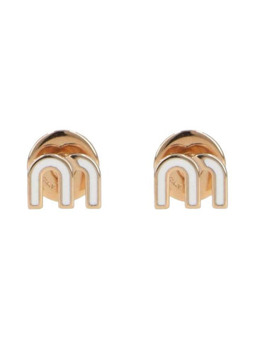 Enameled Metal Earrings White - MIU MIU - BALAAN 1