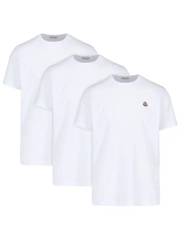 Logo Applique Short Sleeve T-Shirt 3 Pack Set White - MONCLER - BALAAN 3