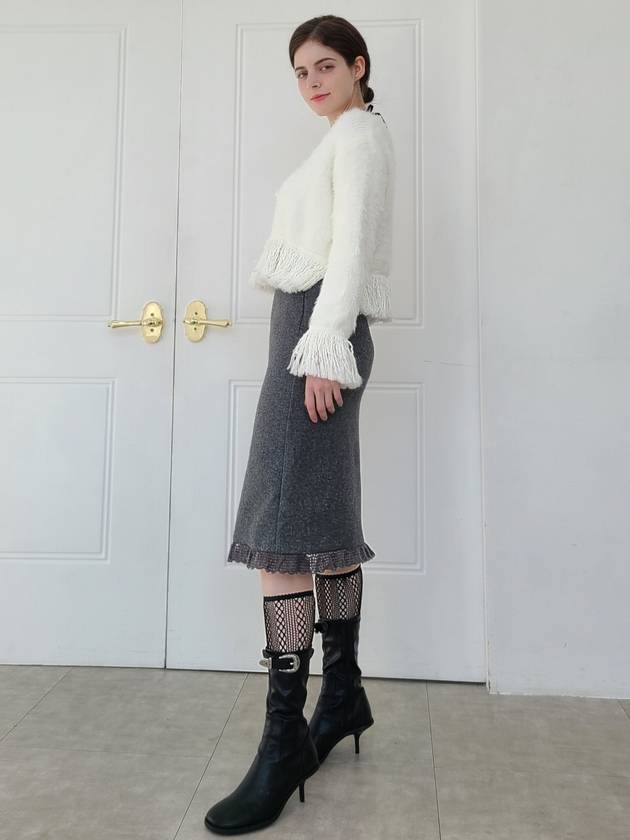 e Women's Big Tassel Mohair Knit Cardigan White - PRETONE - BALAAN 4