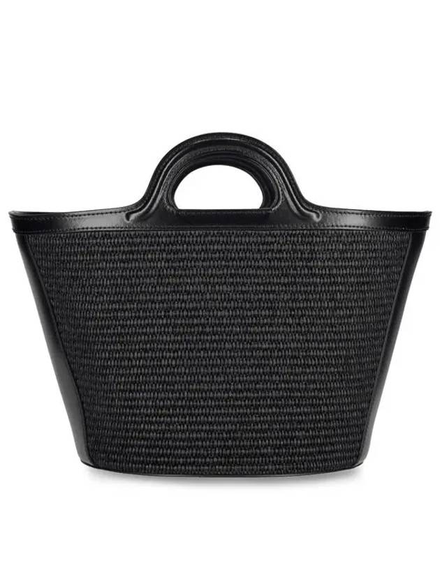 Leather Raffia Tropicalia Tote Bag Black - MARNI - BALAAN 4