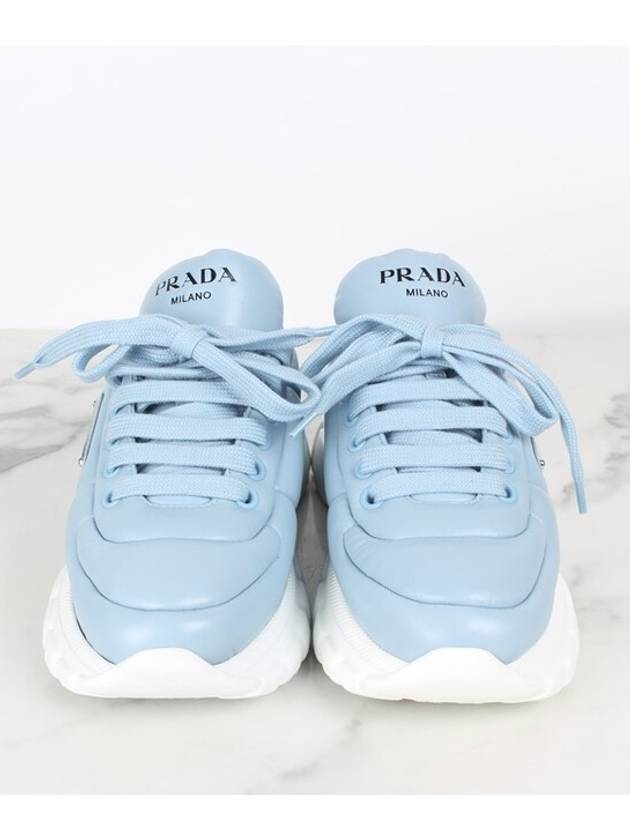 Triangular logo padded nappa sneakers sky blue 37 240 - PRADA - BALAAN 2