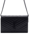 Monogram Envelope Chain Wallet Cross Bag Black - SAINT LAURENT - BALAAN 3