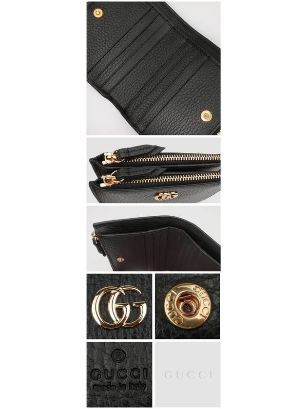 GG Gold Hardware Marmont Leather Zipper Bi-fold Wallet Black - GUCCI - BALAAN 5