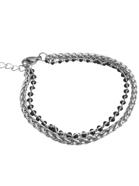 Two Line Beads Surgical Chain Bracelet Silver - BASSCLEF - BALAAN 1