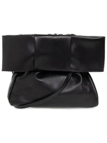 Bow Ribbon Medium Leather Shoulder Bag Black - JIL SANDER - BALAAN 1