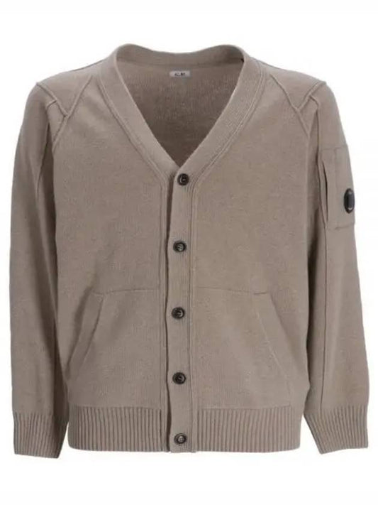 Men's Lens Wappen Lambswool Cardigan Sage - CP COMPANY - BALAAN 2