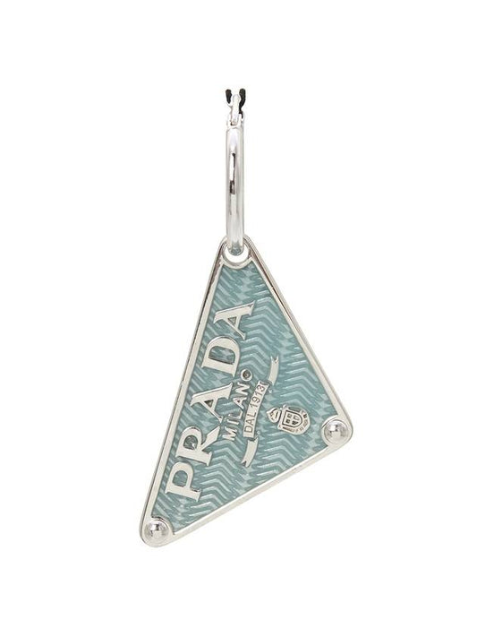 Women's Triangle Logo Earrings Blue - PRADA - BALAAN 2