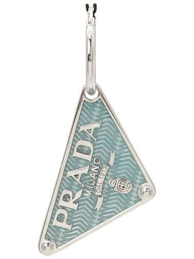 Women's Triangle Logo Earrings Blue - PRADA - BALAAN 1