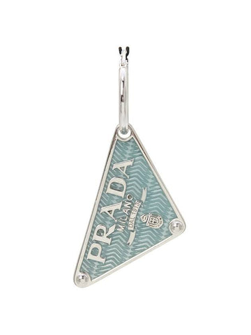 Women's Triangle Logo Earrings Blue - PRADA - BALAAN 1