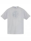 Men's Logo Print Crew Neck Short Sleeve T-Shirt Grey - STONE ISLAND - BALAAN 2