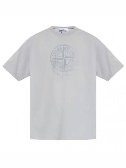 Men's Logo Print Crew Neck Short Sleeve T-Shirt Grey - STONE ISLAND - BALAAN 2