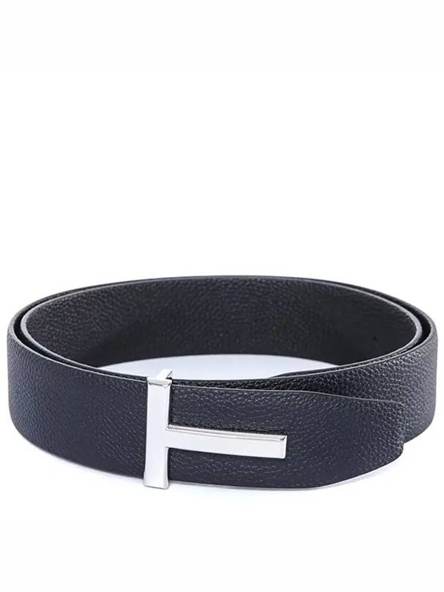 Men's T Logo Reversible Leather Belt Navy - TOM FORD - BALAAN 2