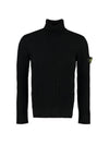 Wappen Patch Full Rib Pure Wool Knit Turtleneck Black - STONE ISLAND - BALAAN 1