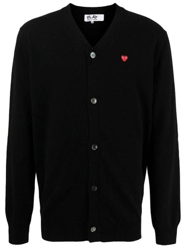 Mini Red Heart Wappen Wool Cardigan Black - COMME DES GARCONS PLAY - BALAAN 1