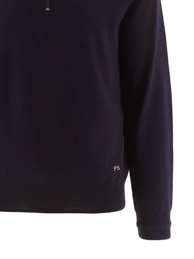 Zip Neck Merino Wool Knit Top Navy - PAUL SMITH - BALAAN 4