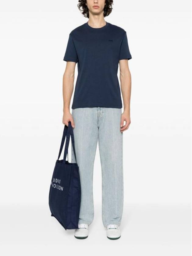 Lewis Cotton Short Sleeve T-Shirt Navy - A.P.C. - BALAAN 5