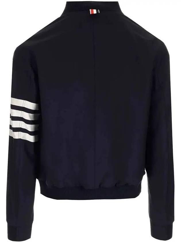 Diagonal Striped Knit Rib Blouson Bomber Jacket Navy - THOM BROWNE - BALAAN 4