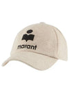 Tyron Embroidered Logo Corduroy Ball Cap Ivory - ISABEL MARANT - BALAAN 1