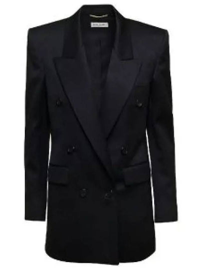 Double Breasted Blazer Jacket Black - SAINT LAURENT - BALAAN 2