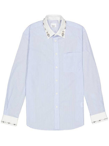 Men's Classic Striped Cotton Long Sleeve Shirt Palais Blue - BURBERRY - BALAAN 1