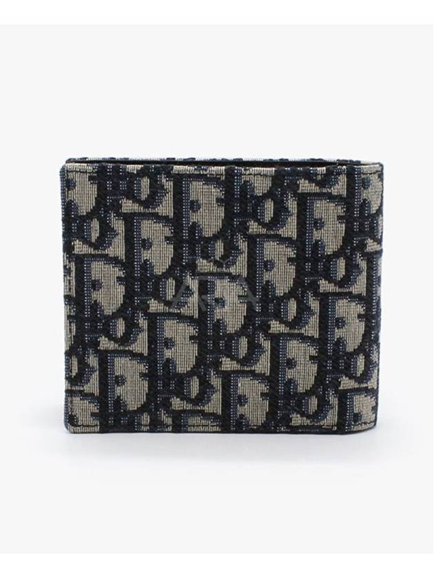 Compact Wallet Beige & Black  Oblique Jacquard - DIOR - BALAAN 3