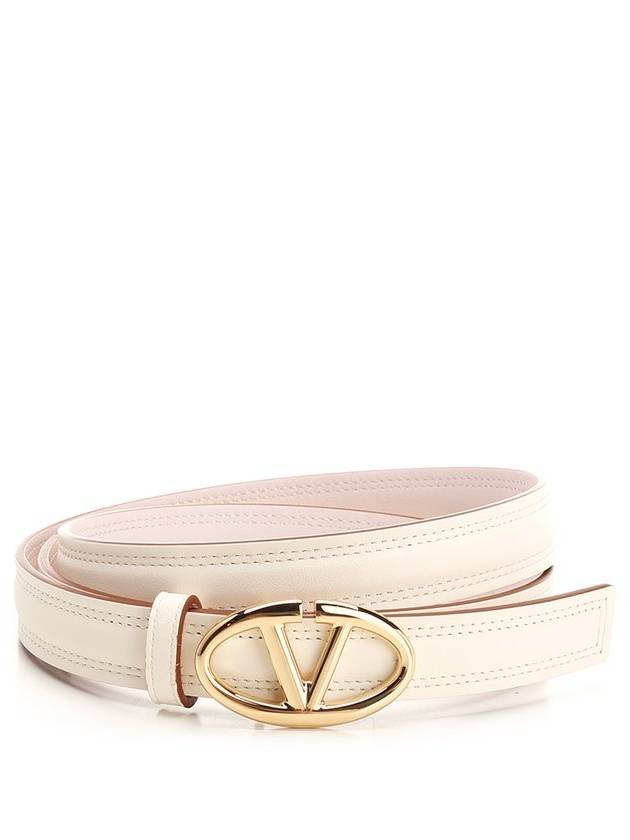 Bold Edition V Logo Signature Leather Belt White - VALENTINO - BALAAN 1