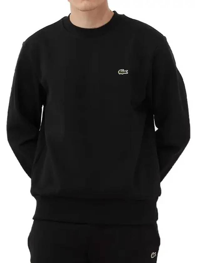 Logo Patch Crewneck Sweatshirt Black - LACOSTE - BALAAN 3