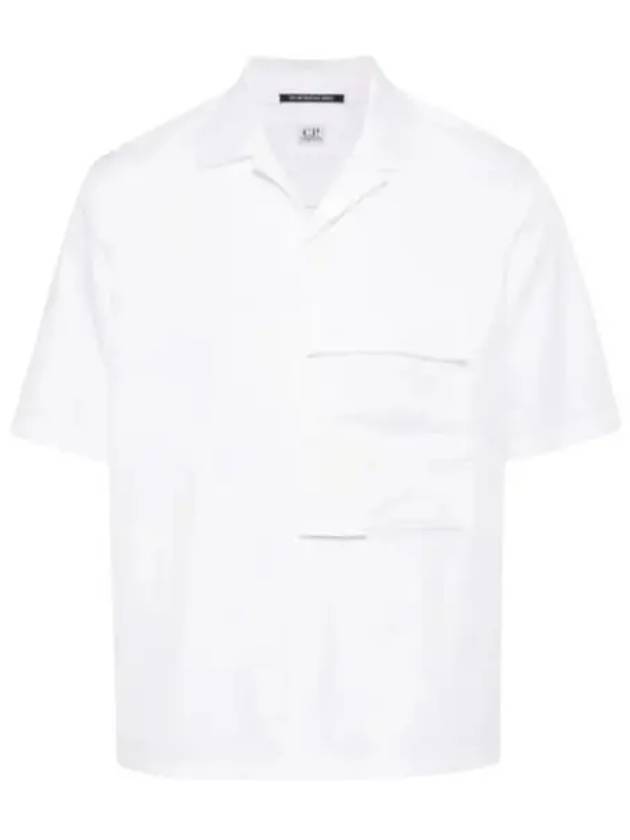 Metropolis Gabardine Short Sleeve Shirt White - CP COMPANY - BALAAN 2