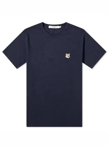 Fox Patch Round Short Sleeve TShirt Navy Men 201381 - MAISON KITSUNE - BALAAN 1