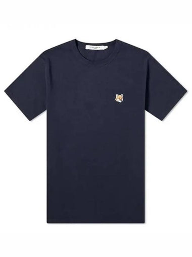 Fox Patch Round Short Sleeve TShirt Navy Men 201381 - MAISON KITSUNE - BALAAN 1