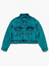 Soju Crop Denim Trucker Jacket Green - C WEAR BY THE GENIUS - BALAAN 8