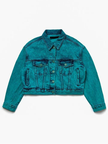 Soju Crop Trucker Denim Jacket Green - C WEAR BY THE GENIUS - BALAAN 1