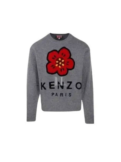 Men's Boke Flower Merino Wool Knit Top Grey - KENZO - BALAAN 2