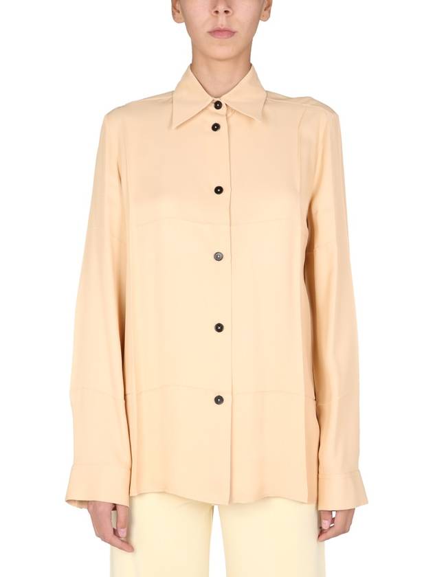 Women's Point Collar Boxy Fit Long Sleeve Blouse Pink - JIL SANDER - BALAAN 2