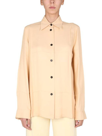 Women's Point Collar Boxy Fit Long Sleeve Blouse Pink - JIL SANDER - BALAAN 2