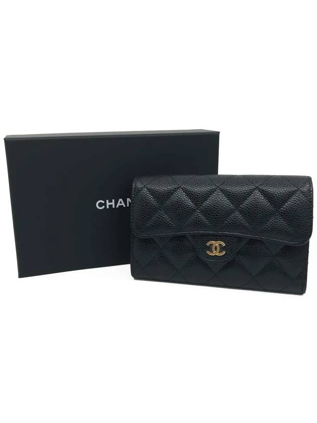 Classic Flap Caviar Gold Hardware Medium Wallet Black - CHANEL - BALAAN 2