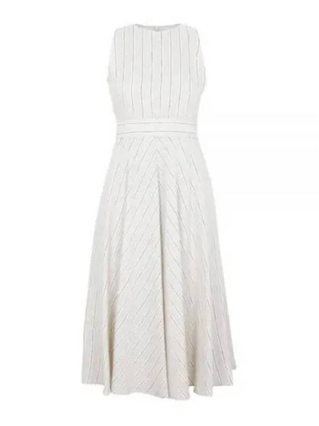 Aerovia Striped Belt Linen Sleeveless Midi Dress Sand - MAX MARA - BALAAN 3