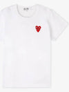 Women's Small Double Heart Wappen Short Sleeve T-Shirt P1 T287 2 White - COMME DES GARCONS PLAY - BALAAN 3