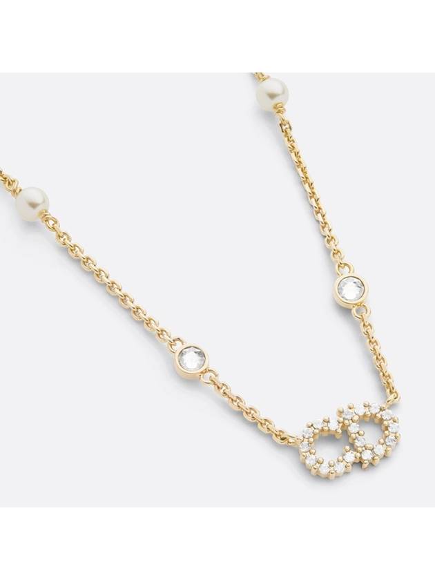 Clair D Lune Necklace Gold Finish Metal White Resin Pearls White Crystals - DIOR - BALAAN 3