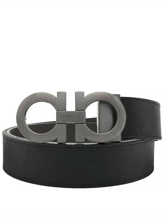 Gancini Reversible Adjustable Leather Belt Black Dark Brown - SALVATORE FERRAGAMO - BALAAN 2