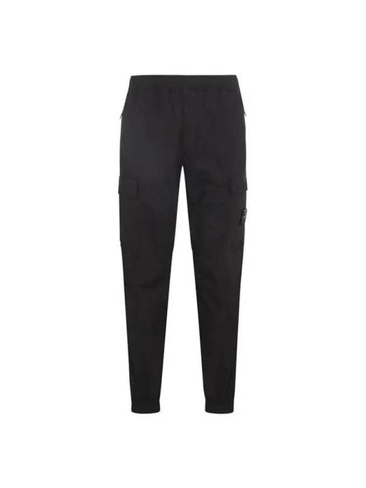 Stretch Cotton Tela Paracadute Cargo Straight Pants Black - STONE ISLAND - BALAAN 2