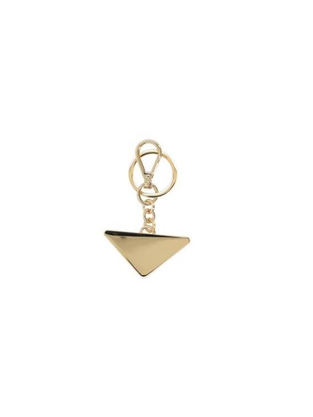 Triangle Logo Metal Key Holder Gold Black - PRADA - BALAAN 3