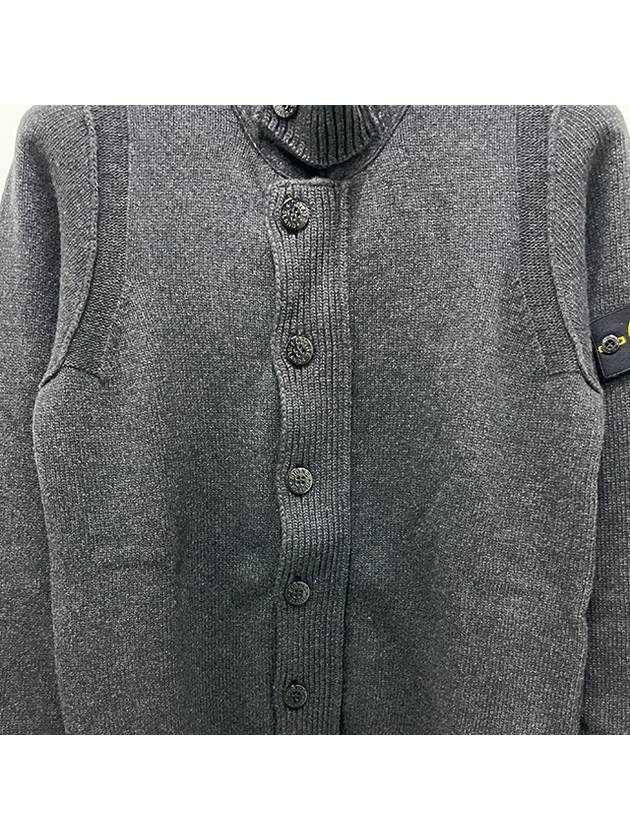 Lambswool Knit Cardigan Steel Grey - STONE ISLAND - BALAAN 8