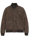 Men s Goose Down Padded Suede Jacket Dark Olive - VALSTAR - BALAAN 1